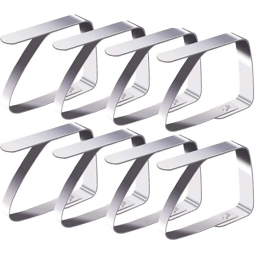 Set of 8 non-slip stainless steel tablecloth clips