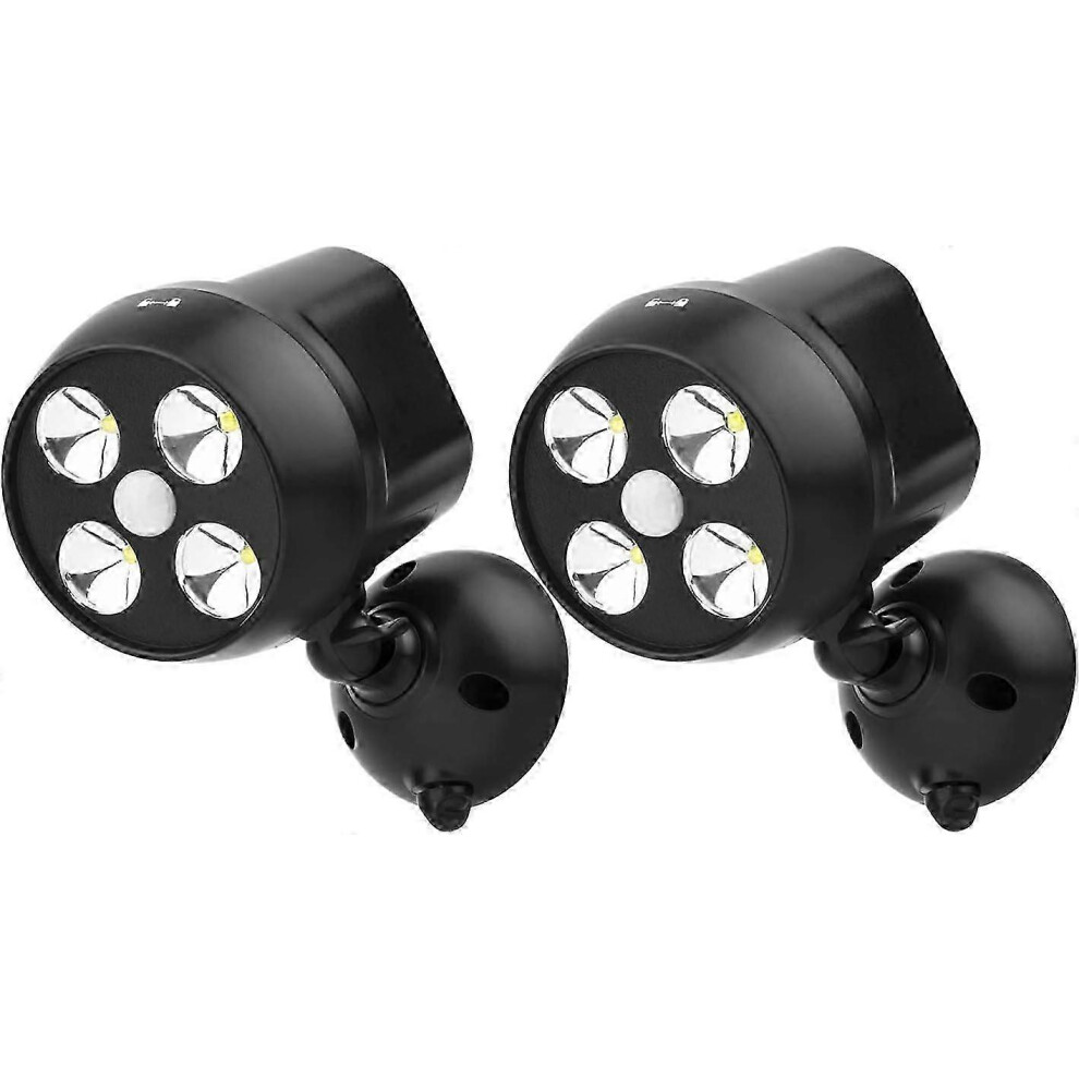 [2 Pack Battery Powered Security S, Pir Motion Sensor Flood, Weatherproof Outdoor Wall For Garden Pathways Light