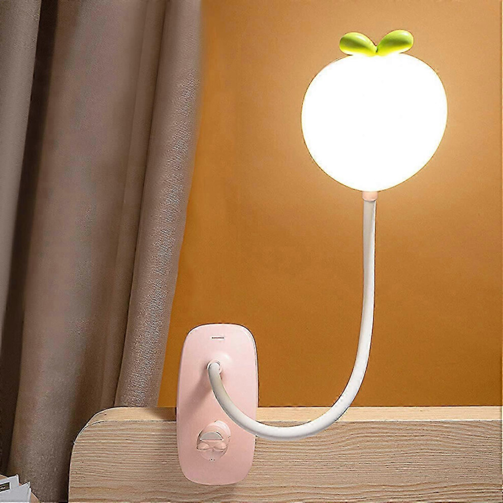 LED Clip-on Lamp, 360 Flexible Reading Light, 3 Lighting Modes & 5 Dimmers, 2400mAh, Pink