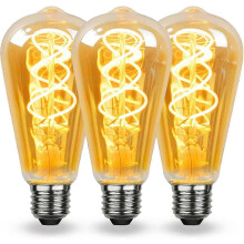 E27 Retro Spiral Ceramic Filament LED Bulb Dimmable 4W Warm White Soft Light Retro Amber Edison Bulb E27 for Living Room Bedroom.