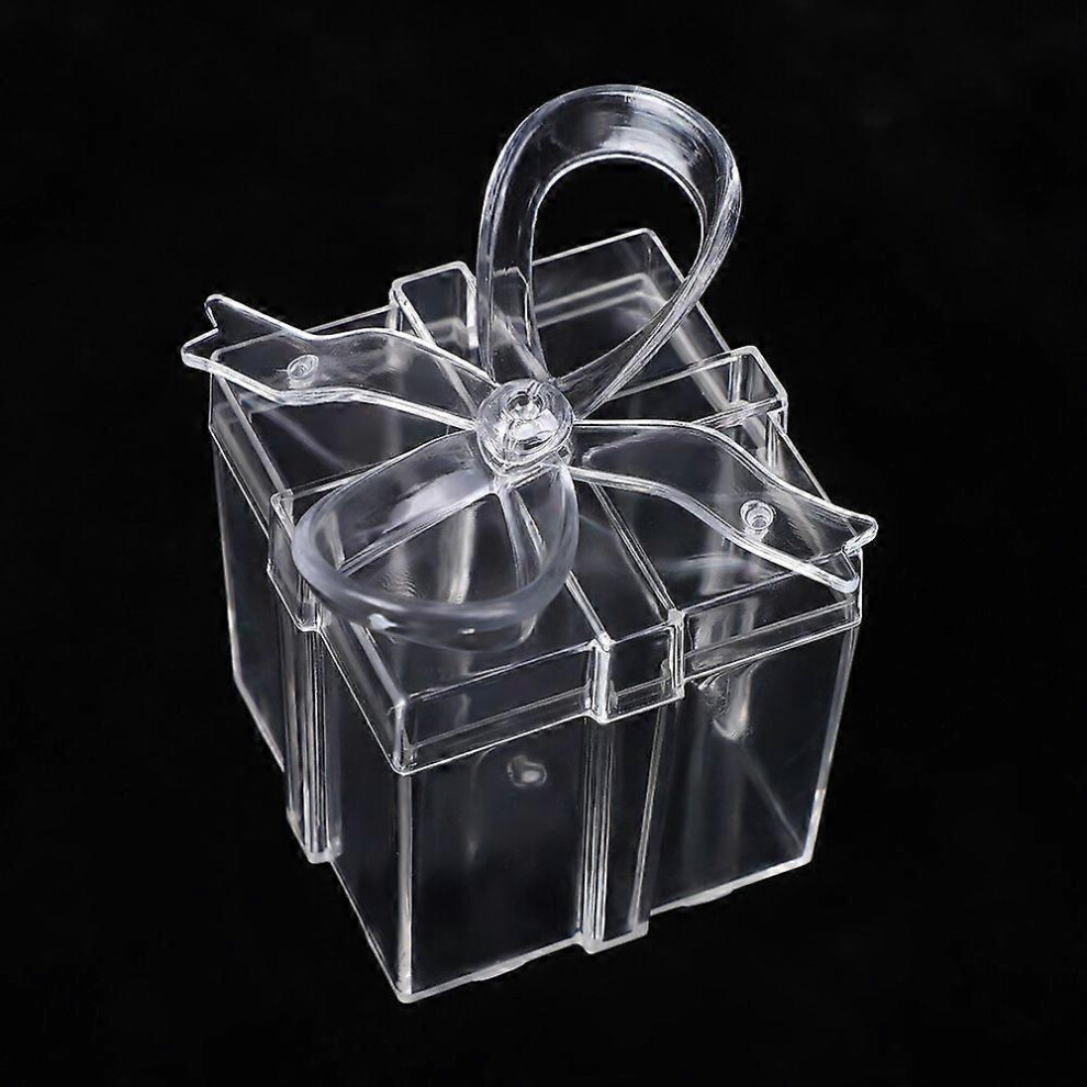 12 Stück durchsichtige, quadratische Bonbonschachteln: Mit 3D-Schleife verzierte Partygeschenkbox – transparente Geschenkverpackung für Hoc