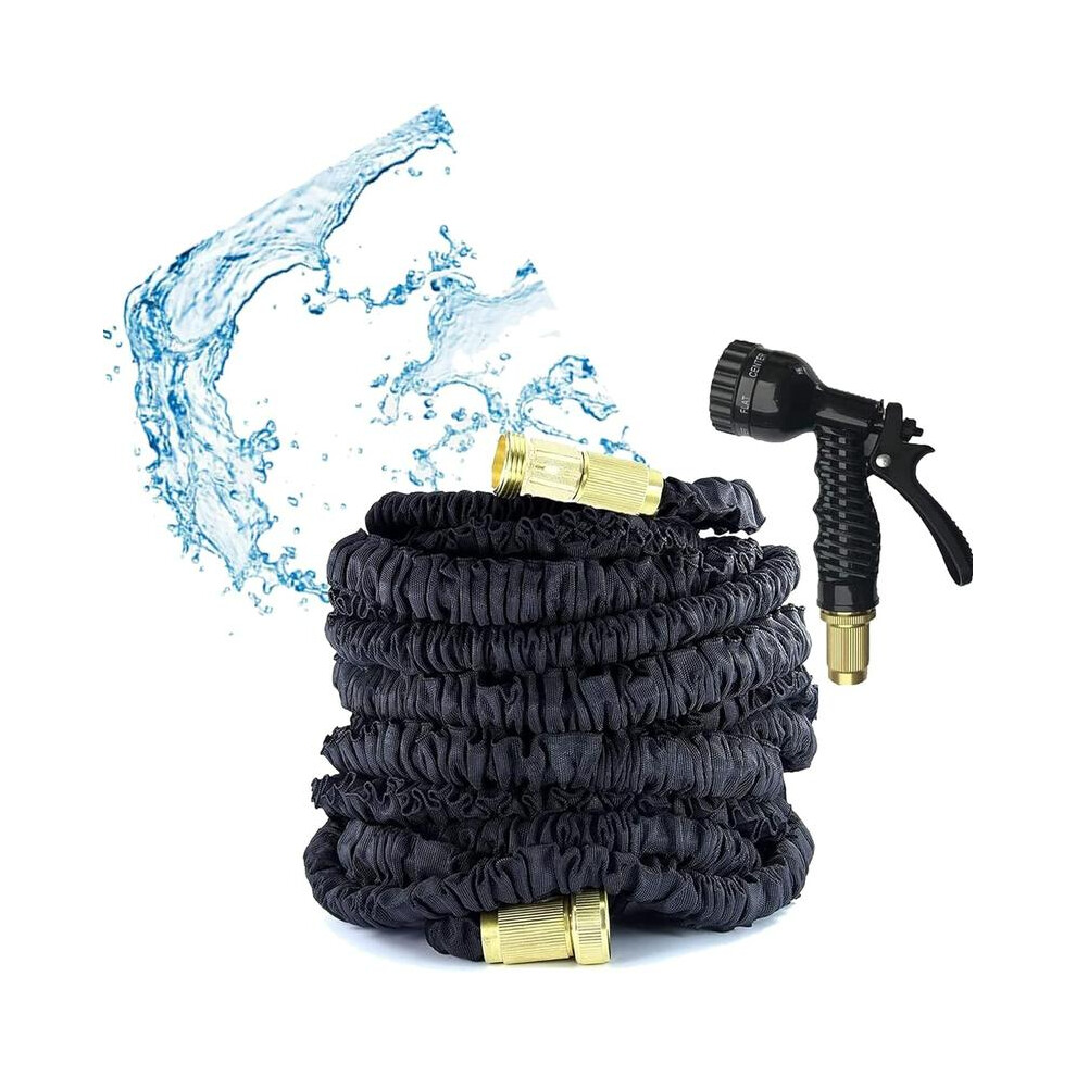 Black (, 150Ft) Garden Hose Expandable Garden Hosepipe Strongest Double Latex Inner Tube With 7 Function Spray Gun Universal Connector 75Ft/100Ft/150Ft