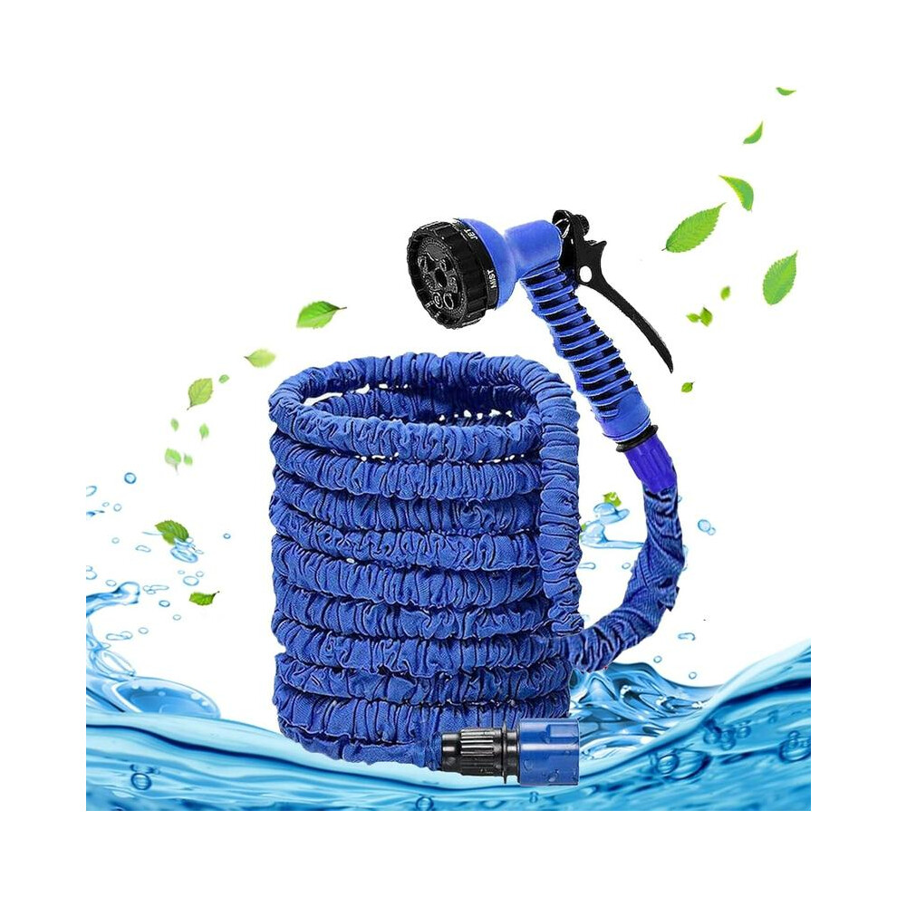 Blue (, 100Ft) Garden Hose Expandable Garden Hosepipe Strongest Double Latex Inner Tube With 7 Function Spray Gun Universal Connector 75Ft/100Ft/150Ft