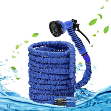 (Blue, 75FT) Garden Hose Expandable Garden Hosepipe Strongest Double Latex Inner Tube with 7 Function Spray Gun Universal Connector 75FT/100FT/150FT/200F