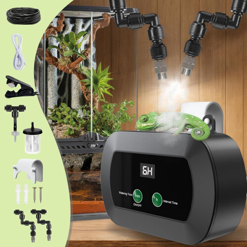 Reptile Mist Diffuser Programmable Timer Terrarium 360 Degree Adjustable Misting Nozzles Amphibians Reptiles 1