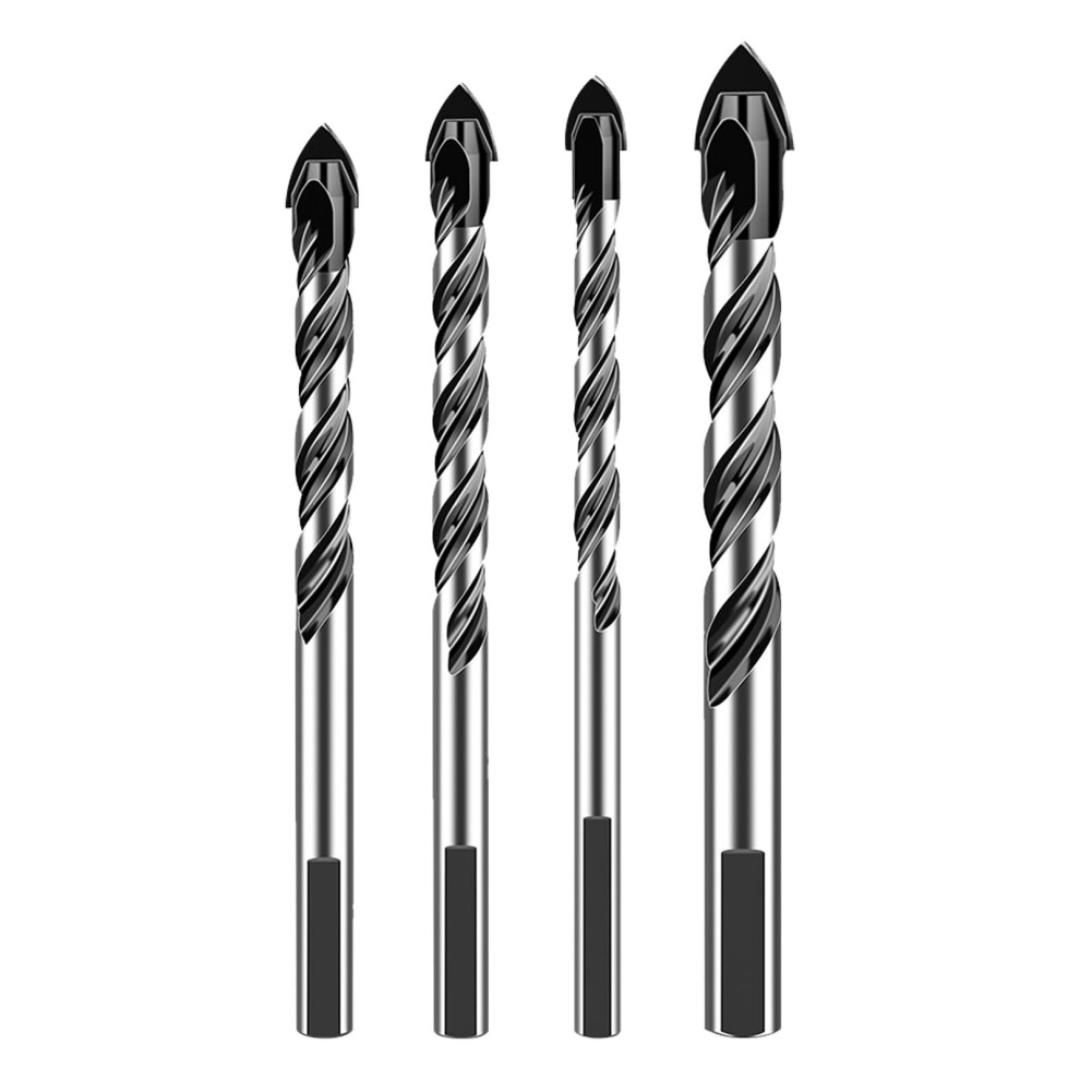 Drill Bit Set For Tile Wood Glass Concrete Brick 6-8-10-12 Mm Nonslip Triangle Shank 4-Piece Set 9354506841942