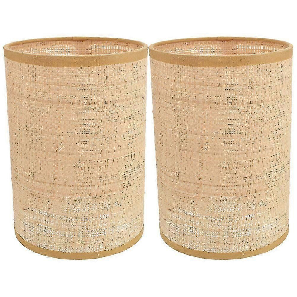 Set of 2 decorative woven rattan lampshades for E27/E14 floor lamps