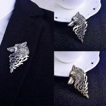 2 Pieces Vintage Wolf Brooch Pin Badge Lapel Pin Shirt Suit Men Jewelry Gift