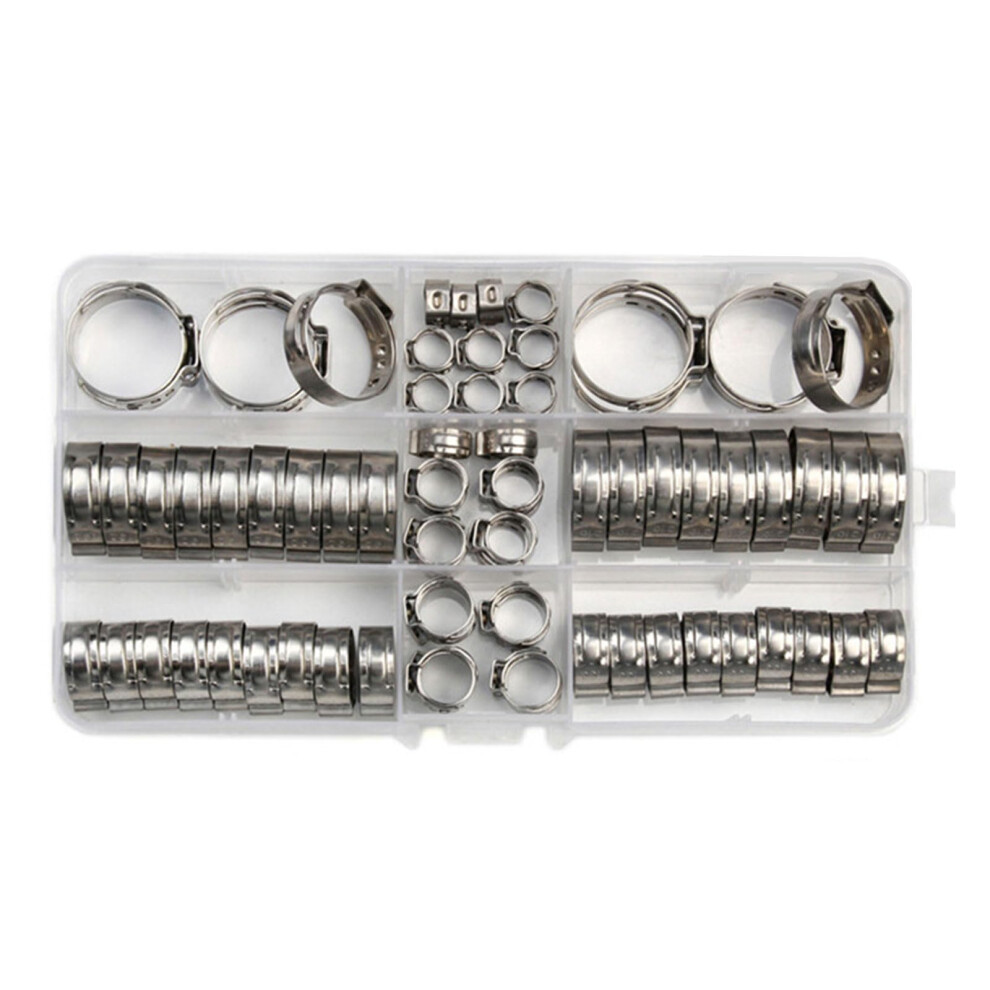 80Pcs Single Ear Hose Clamp Stainless Steel Stepless Clamp Crimp Pinch Tool Fitting For Automotive Plumbing Marine Hoses 9393856865024