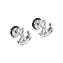 Earrings Silver Mens Womens Unisex Stainless Steel Anchor Stud Earrings