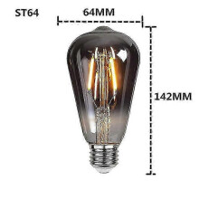 St64 Spiral Filament LED Bulb (4W, 220V, Dimmable), Smoke Grey, 2200K, Warm Yellow, 4W, E27, 220V, Retro, Vintage, Decorative, Dimmable, Edison - LED