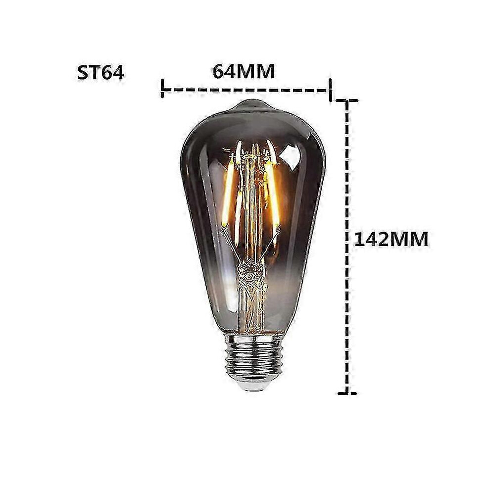 St64 Spiral Filament Led Bulb (4W, 220V, Dimmable), Smoke 2200K, Warm 4W, E27, 220V, Retro, Vintage, Decorative, Dimmable, Edison - Led Grey/Yellow