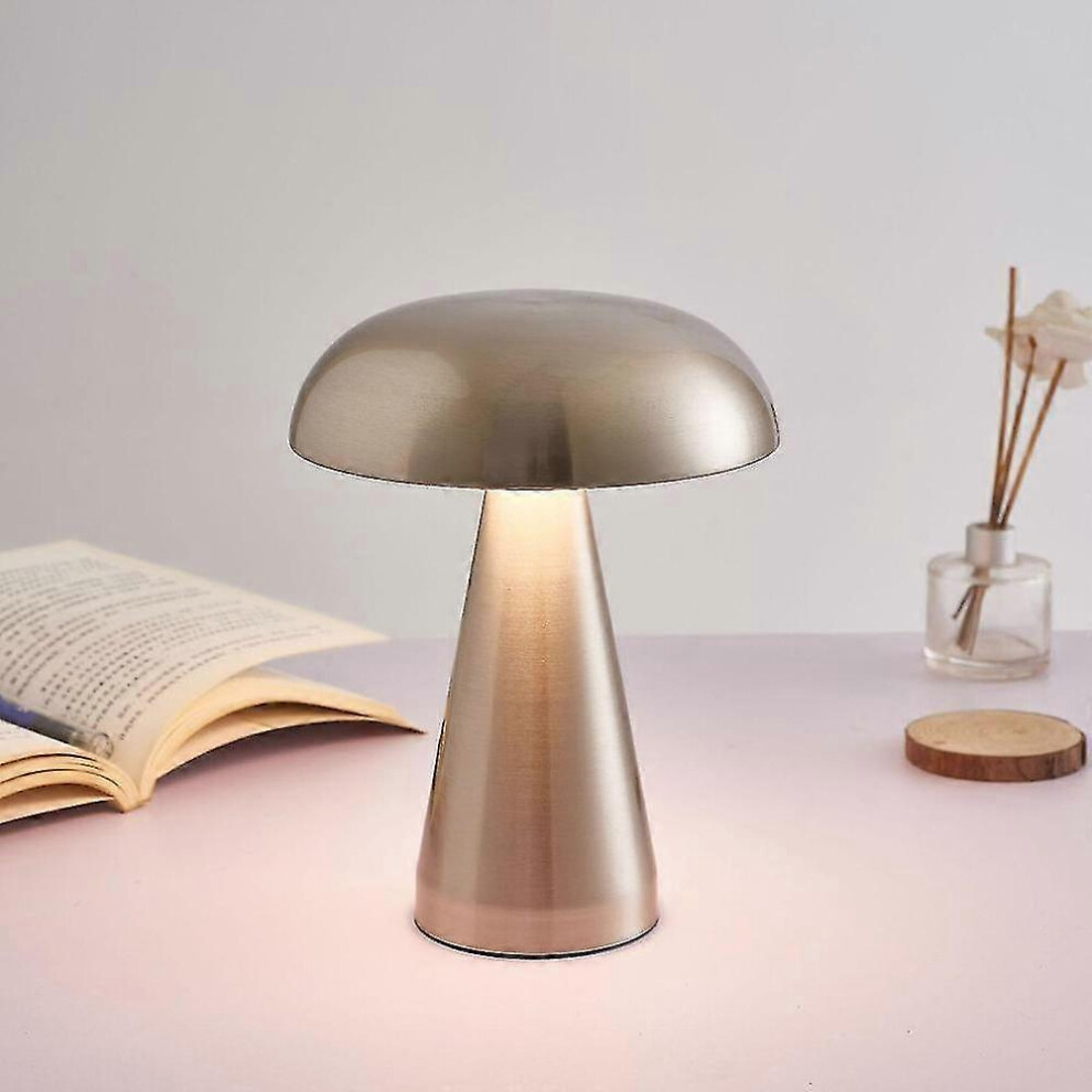 （C） LED Mushroom Lamp for Bar, Table Lamp, Luxury Hotel Cafe Lamp, Outdoor Table Lamp, Bedside Lamp, USB Charger, Night Light, Bronze