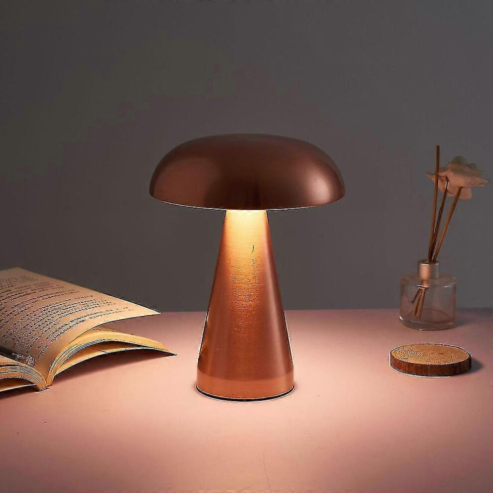（A） LED mushroom lamp for bar, table lamp, luxury hotel lamp, cafe, outdoor table lamp, bedside lamp, USB charging, night light, bronze