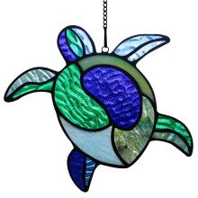 Turtle Stained Windows Hangings Suncatcher Blue Sea Turtle Stained Glass Window Ornament Glass Panel Sun Catcher