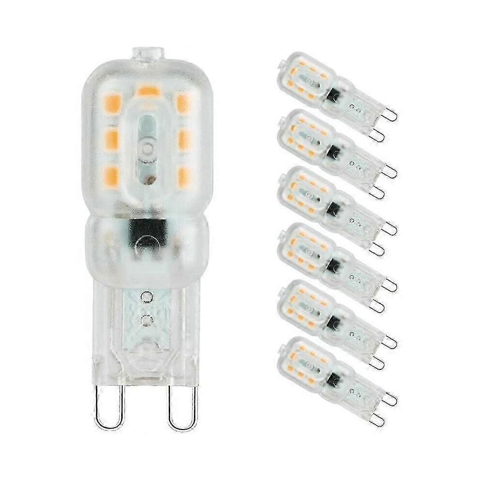 G9 Led Bulb, Warm 3000K, 3W G9 Led (33W Halogen Bulb Equivalent), Ac 220-240V - 360 Beam Angle, [Energy Class A+], Pack Of 6 White