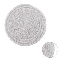 Round Cotton Woven Cup Mat Pad 4.3in Drink Coaster Light Gray