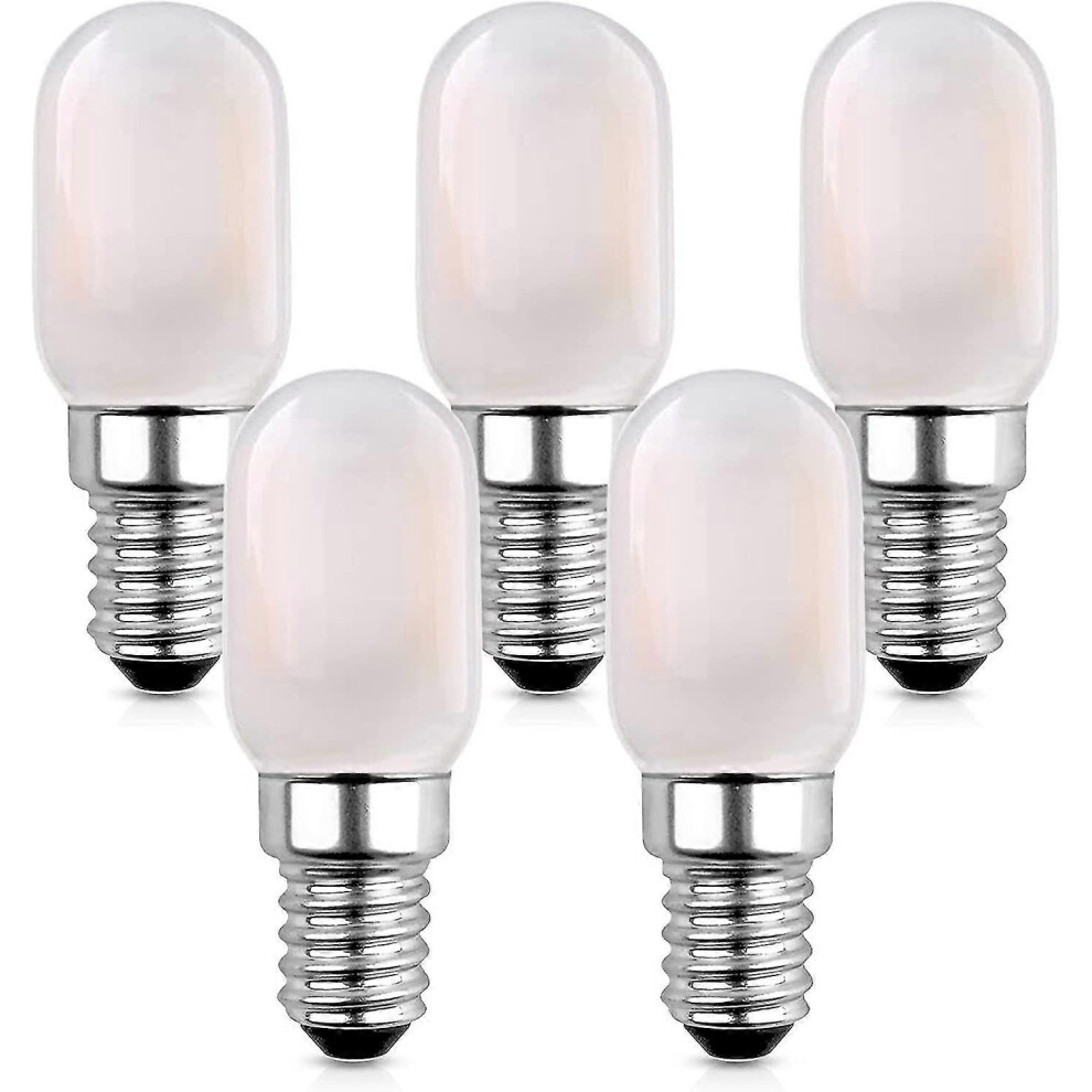 Candelabra Led Filament Bulb, E14 Led Refrigerator Bulb, 1W Vintage Tubular Night 2700K Warm 10W Equivalent Non-Dimmable, 5 Pack Light/White
