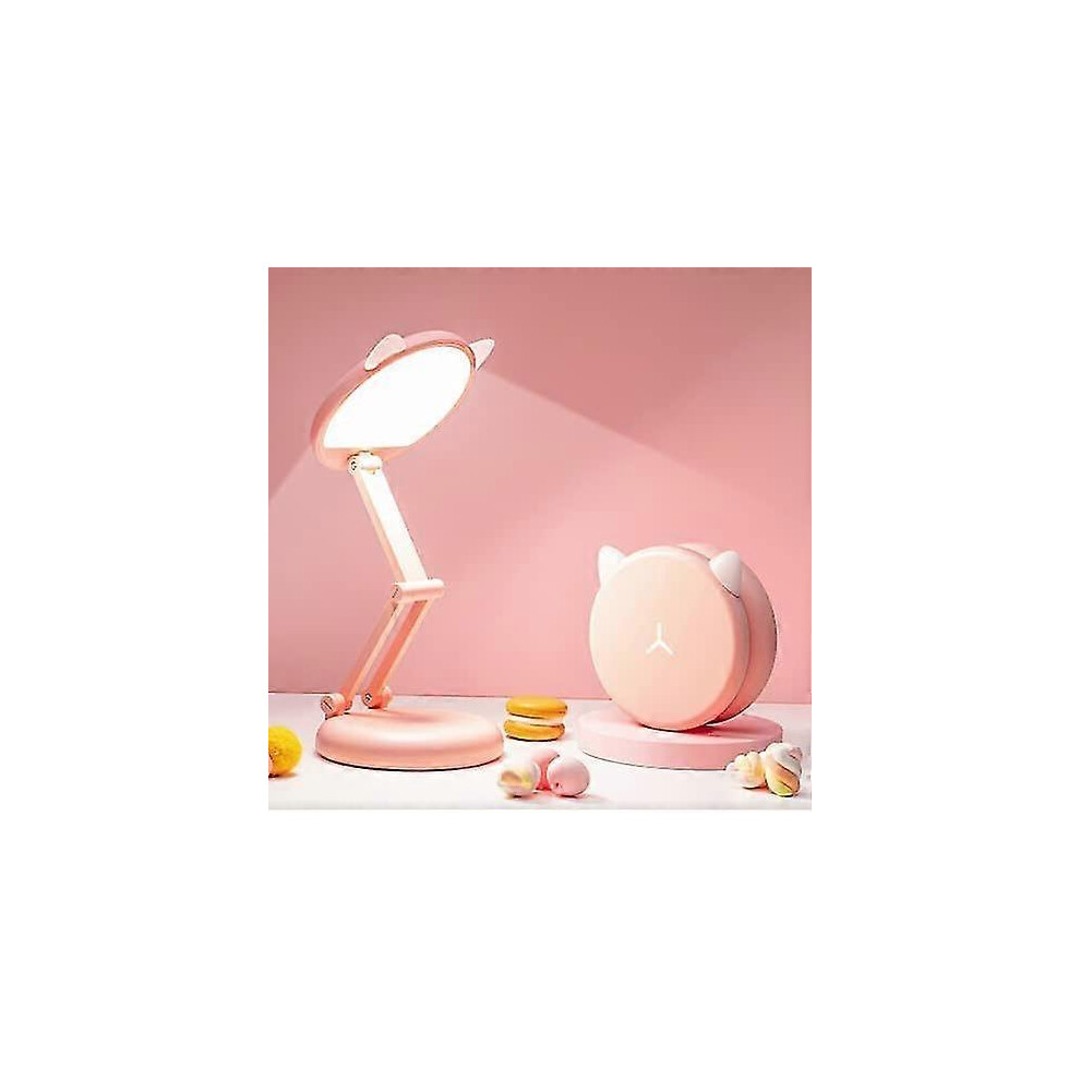 Cute LED Table Lamp, Pink Table Lamp, 8 Level Brightness Foldable Table Lamp, Portable Table Lamp for Kids