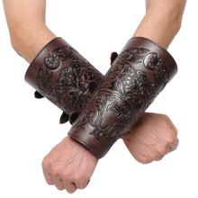 Embossed Wrist Guard One Pair Cosplay PU Leather Vintage Knight Bracers Halloween Role-Playing Arm Guard Wristband