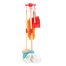 Kids Cleaning Toy Set with Broom Mop Dustpan and Brush, Safe Basswood & Plastic