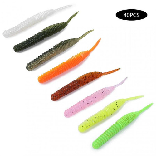 100mm Artificial Simulation Screw Body Straight Tail Worm Fishing Lure Bait Accessory 1