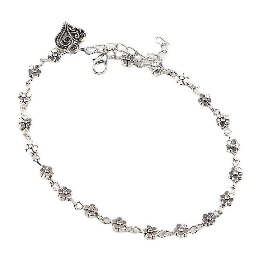 Kikidex (As Show, One Size) Anklet For Women Girls Bead Chain Ankle Bracelet Barefoot Sandal Beach Foot Anklets Silver