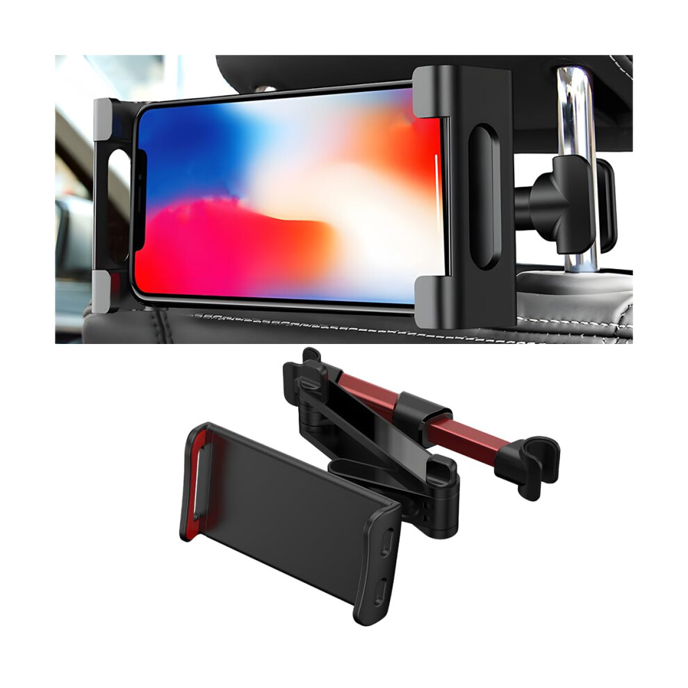 Car Headrest Tablet Holder Mount Universal 360 Degree Rotating Bracket Stretchable Back Seat Cradle Retractable Red 9354506842949