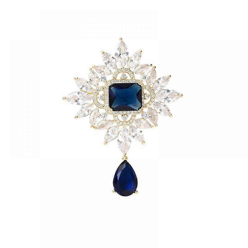 Kikidex (As Show, One Size) Brooch Pins For Women Fashion, Plated Cubic Zirconia Flower Bouquet Pins And Brooches Jewelry Gold