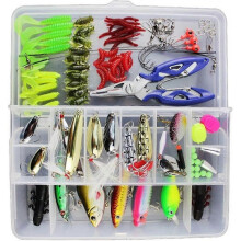 New,suitable 101 PCS  mixed  fishing lures including spinners, VIBs, height hooks, single hooks, swivel joints, ton