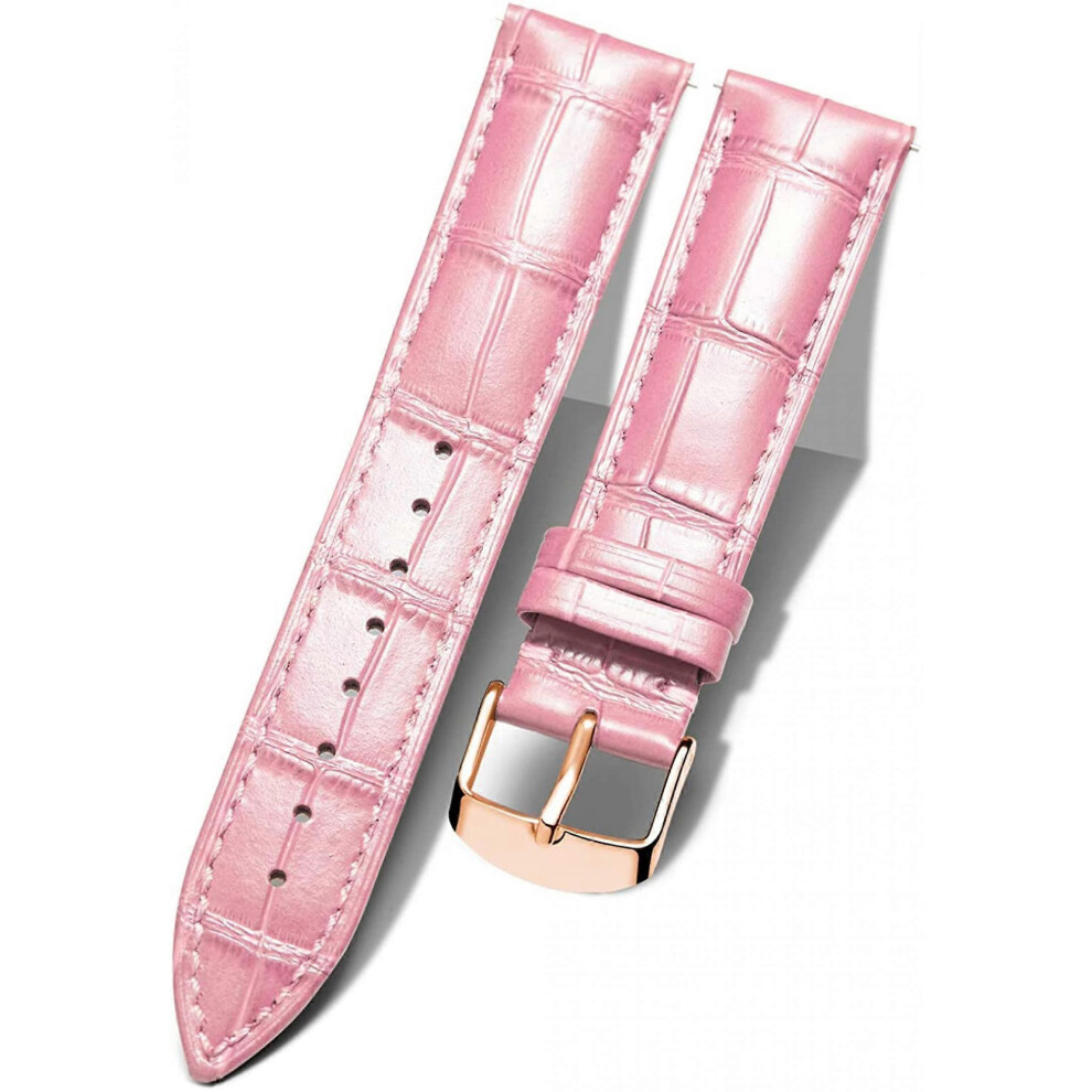Kikidex (As Show, One Size) Aveki Genuine Leather Replacement Watch Band Multicolor Waterproof For Men Women, Gr- (15Mm) Pink