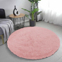 (Pink Round, Round 120 x 120 CM) Yorkshire Bedding Luxury Shaggy Rug for home décor – Soft, Fluffy& Hypoallergenic | Modern Indoor Rug for Bedroom, Living Room and Lounge |