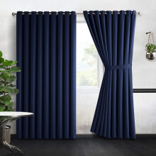 (Navy, 66"x90") Ready Made Blackout Eyelet Curtains – 99% Light Blocking, Thermal Insulated, Noise Reducing, Energy Efficient, Window and Door Drapes