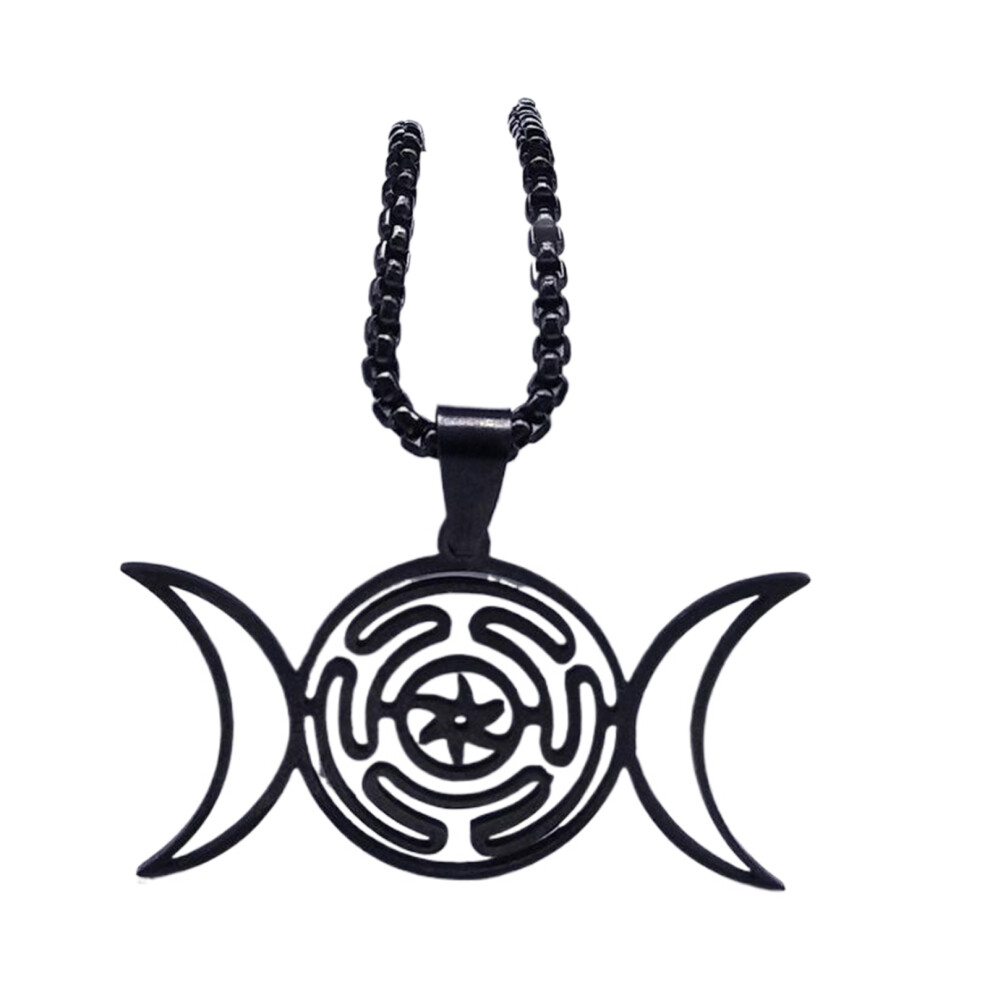 (C) VikingTriple Moon For Necklace Intricate For Wiccans Golden Double-image-OPC-PKN5RBH-NEW