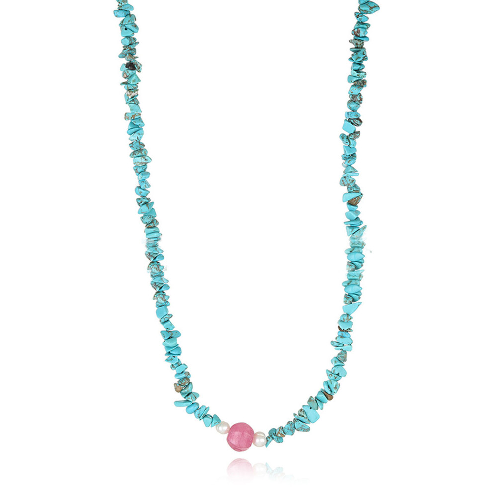 (blue) Appearance With Natural Stone Collar Necklace Giving Unique And-image-OPC-PKN5RDQ-NEW