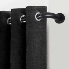 (Matte Black, 160cm - 300cm Pole) Blackout Extendable Metal Curtain Pole Rod Set 28mm – Durable Heavy-Duty Curtain Rail with Rings, Fittings & Adjustable Brackets – Stylish