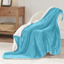 (Light Blue, King (200x240cm)) Yorkshire Sherpa Fleece Blanket ,Bed Throws Blankets For Sofas ,Soft Fluffy Thick Blanket, Reversible Microfiber Blanket , Large Throws &