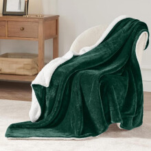 (Emerald Green, King (200x240cm)) Yorkshire Sherpa Fleece Blanket ,Bed Throws Blankets For Sofas ,Soft Fluffy Thick Blanket, Reversible Microfiber Blanket , Large Throws &
