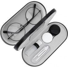 Double Eyeglass Case, 2 in 1 Double Sided Portable Glasses Case Contact Lens Case for Men & Women
