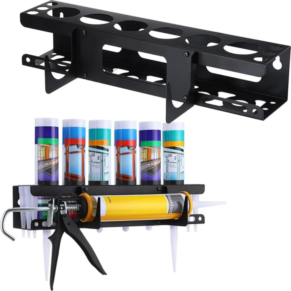 Caulking Tube And Caulking Gun Holder Wall Mounted Holds 6 Tubes And Nozzle Horizontal Sealant Organizer For Garage 9393856867714
