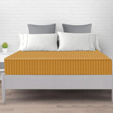 (OCHRE, Double) 40cm Extra Deep Pocket Premium Durable & Soft Stripe Microfiber Fitted 40 CM Bed Sheets for Single, Double, King & Super King Sizes