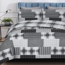 (Silver Cloud, King(220W x 230L) cm) Yorkshire Bedding 4-Piece Printed Duvet Cover Complete Set – Soft Touch, Skin-Friendly and Durable Microfibre Fabric Duvet Cover with