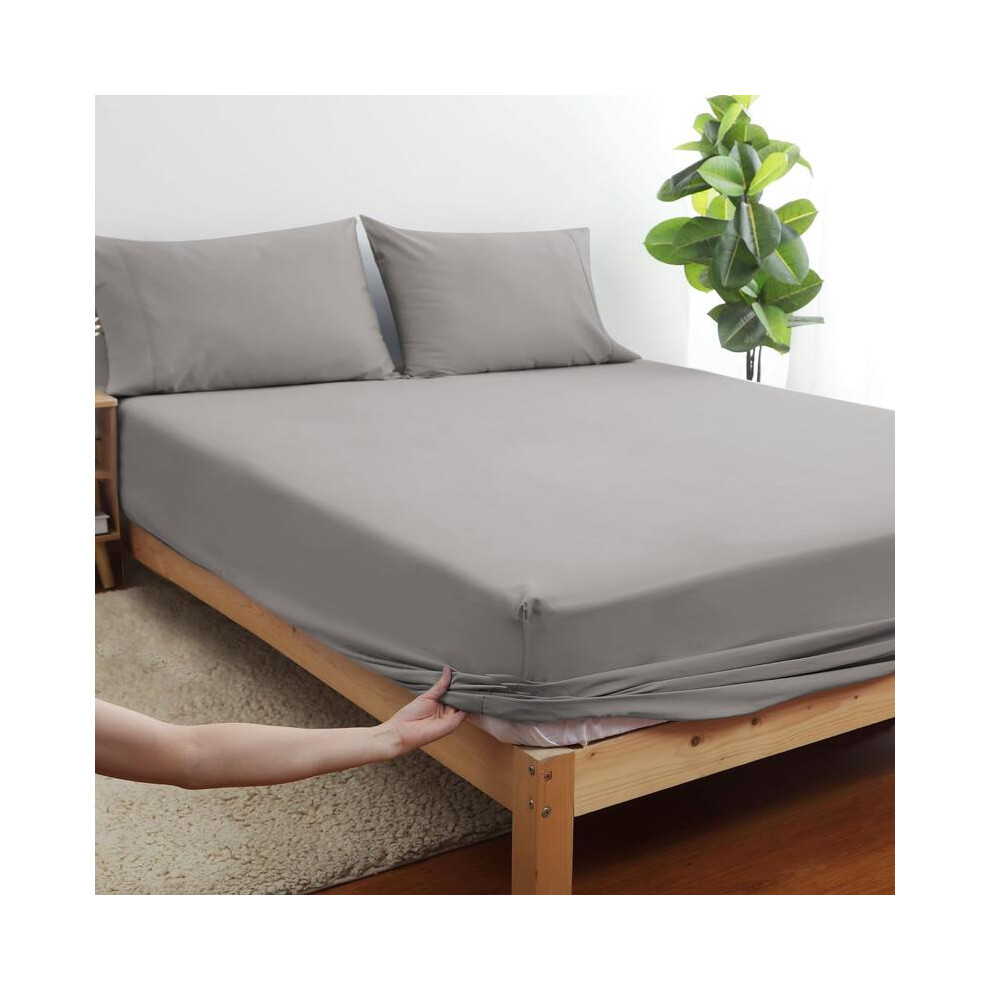 (Grey, Super King) Extra Deep Premium Quality Microfiber Fitted Bed Sheets - Available in 25cm, 40cm & Jersey Fitted Sheet 30cm Deep Options, Ultra So-image-OPC-PKN6QFB-NEW