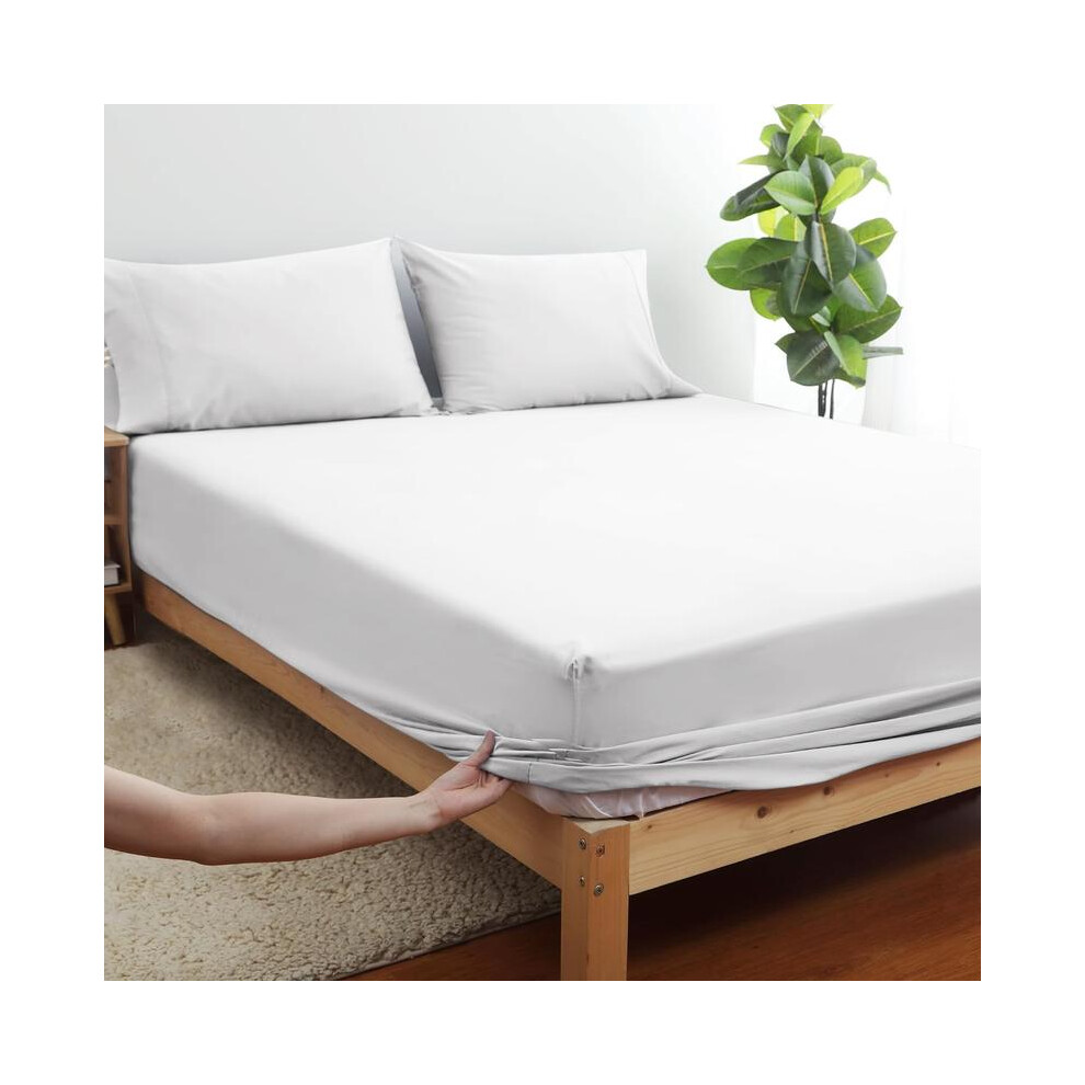(White, King) Extra Deep Premium Quality Microfiber Fitted Bed Sheets - Available in 25cm, 40cm & Jersey Fitted Sheet 30cm Deep Options, Ultra Soft,-image-OPC-PKN6QJT-NEW