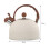 Enamel Whistling Tea Kettle Solid Bottom Modern White Finish for 2