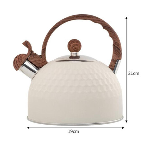 Enamel Whistling Tea Kettle Solid Bottom Modern White Finish for 1
