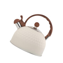 Enamel Whistling Tea Kettle Solid Bottom Modern White Finish for
