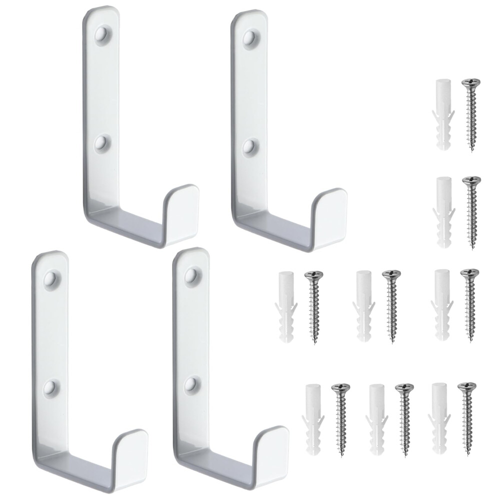 4Pcs Heavy Duty Hooks White L-Shaped Ladder Hooks For Garage Storage And Workshop Shed Wall Mount Tool Hangers 9393856868308