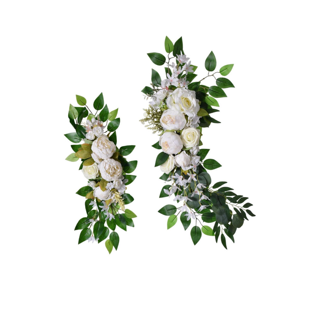 (White, Large 70 x 25cm Small 60 x 20cm) Artificial Flower Arch Decor Decorative for Wedding Background-image-OPC-PKN878S-NEW