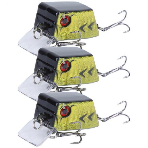 3pcs Cube Mini Bait Artificial Fish Lure Fishing Tackle Tool with Sharp Hooks3# 1